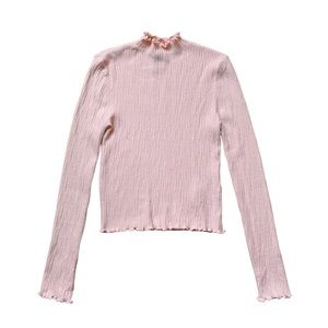Super Soft Blush Pink Mock Neck Long Sleeve Ribbed Top Small Medium